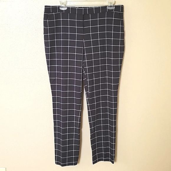 Vince Camuto Womens Black Grid Print Pants Academia Career Office - Size 10 - Picture 1 of 9